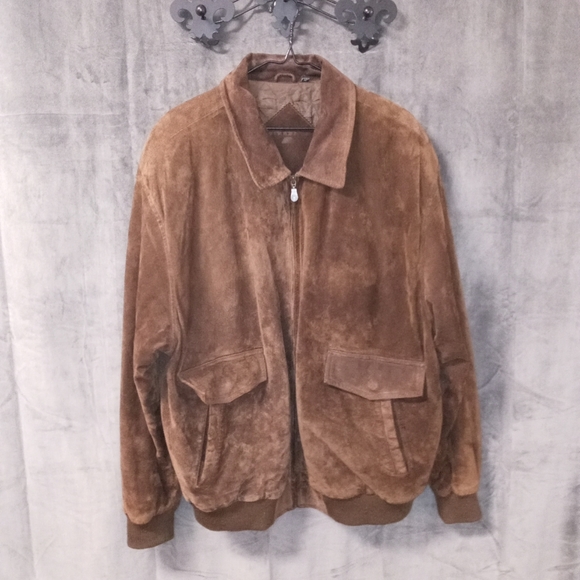 Roundtree Other - Roundtree Brown Suede Bomber Leather Jacket Size XL